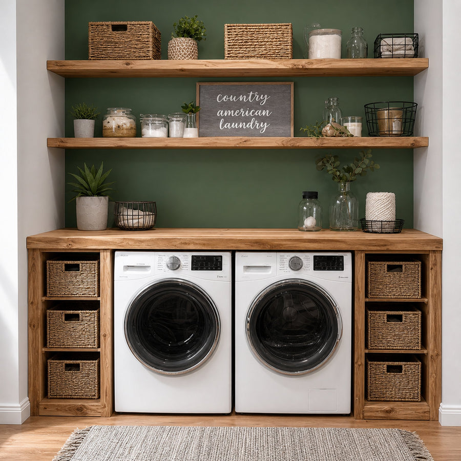 Laundry Furniture Set Solid Wood Custom Rustic Gift