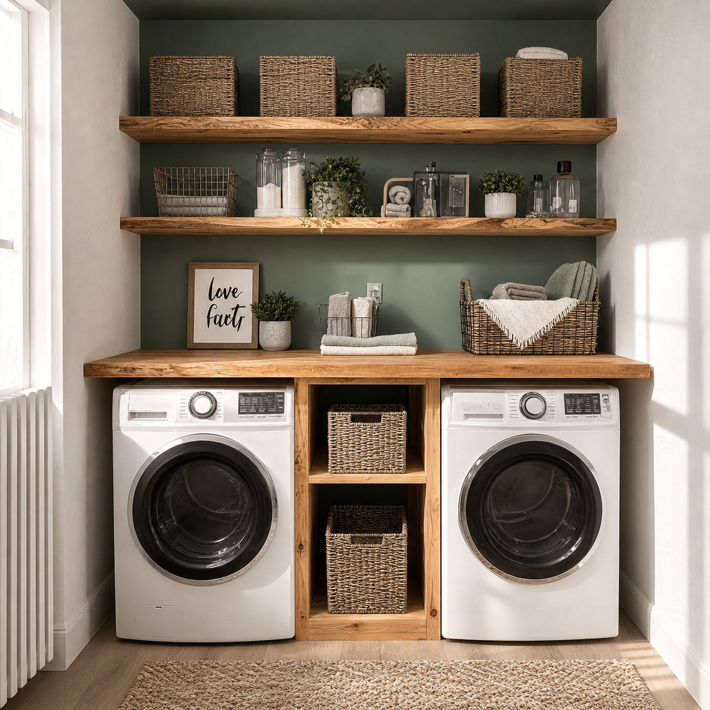 Laundry Nook Shelf Handmade Rustic Wood Gift