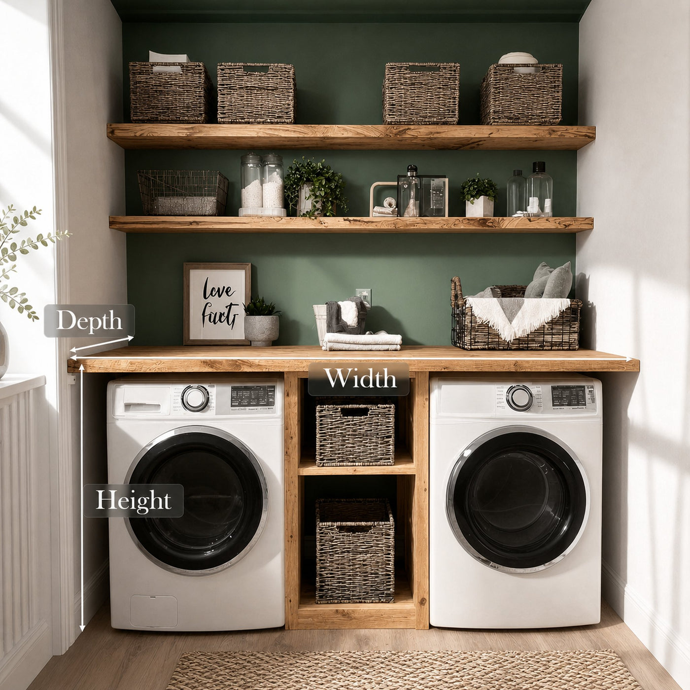 Laundry Nook Shelf Handmade Rustic Wood Gift - product view 6