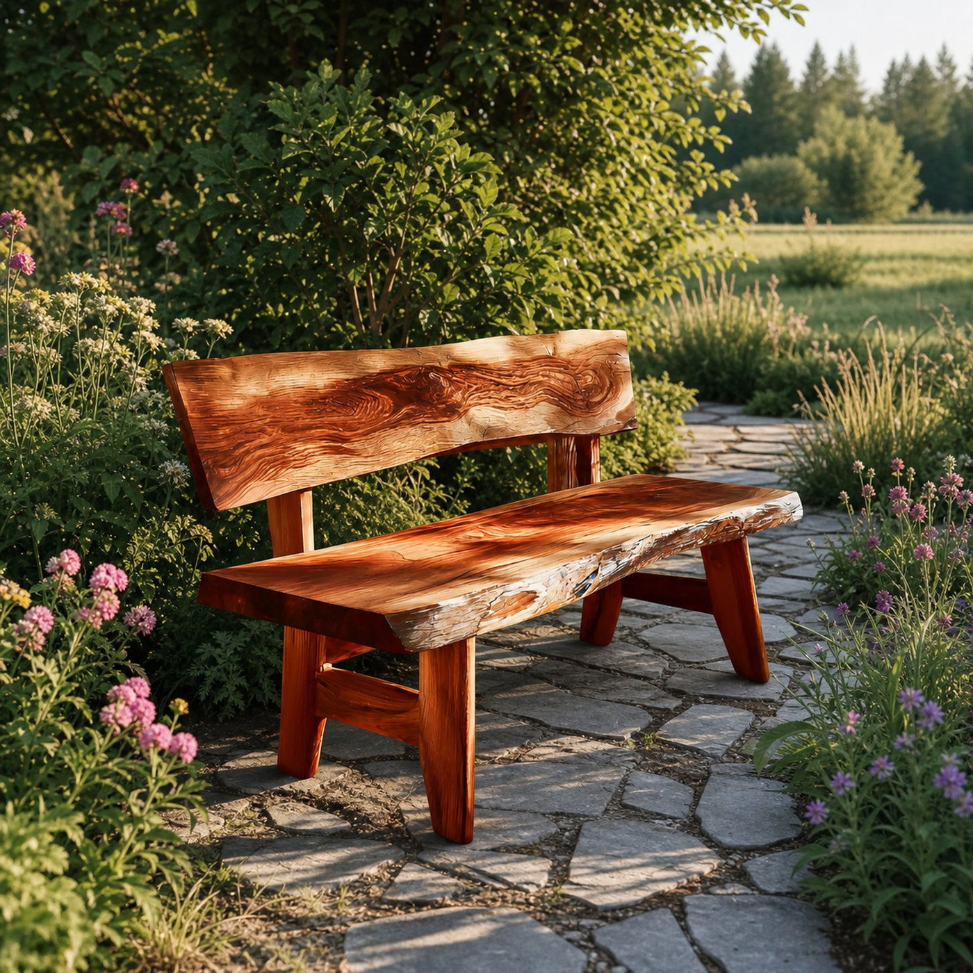 Live Edge Outdoor Wood Bench For Patio And Backyard - product view 6