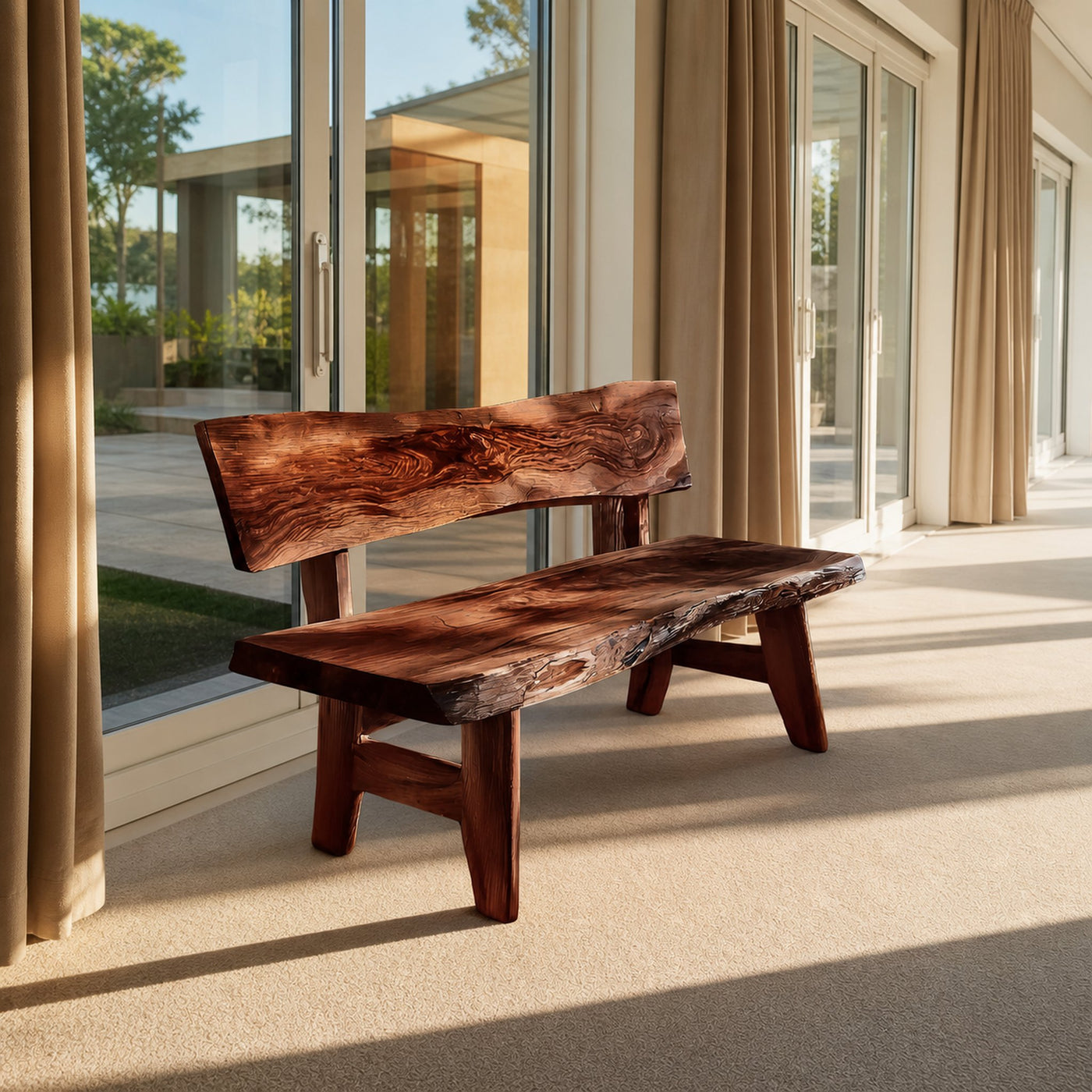 Live Edge Outdoor Wood Bench For Patio And Backyard - product view 7