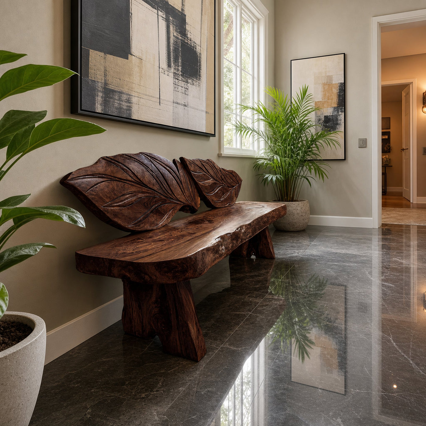 Live Edge Solid Wood Bench For Entryway Interior Decor - product view 7