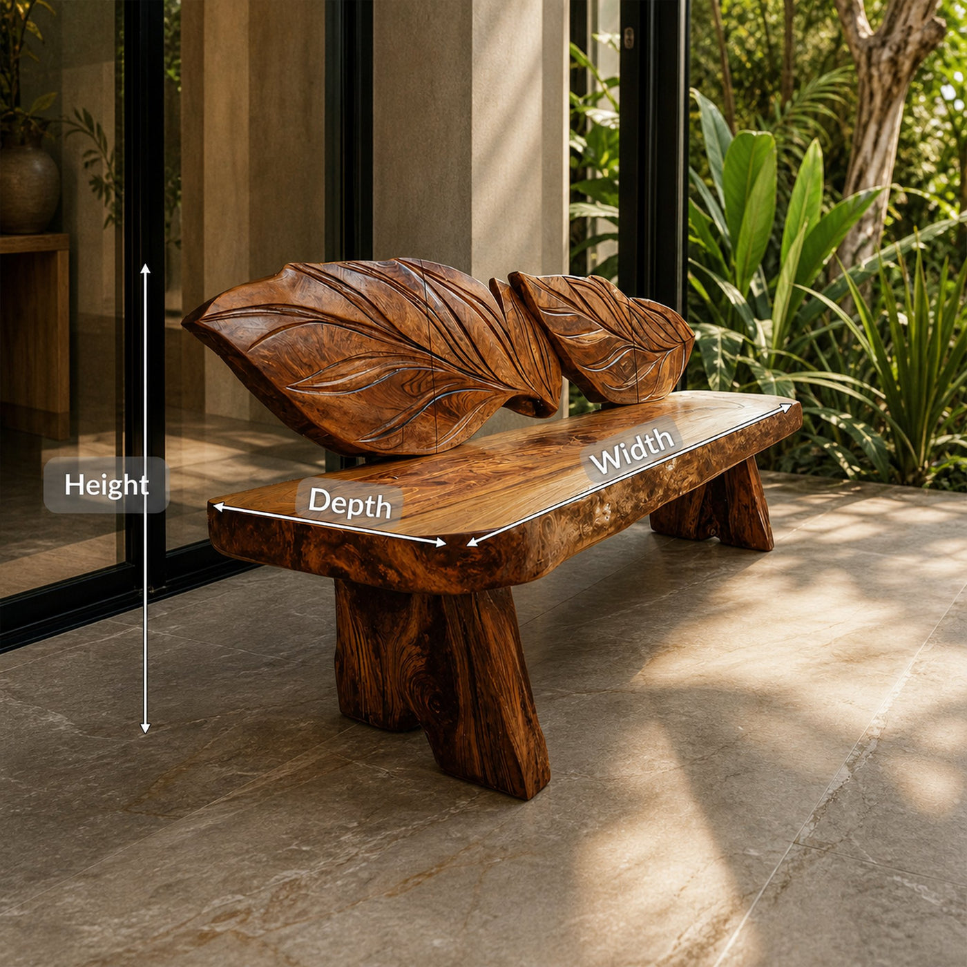 Live Edge Solid Wood Bench For Entryway Interior Decor - product view 8