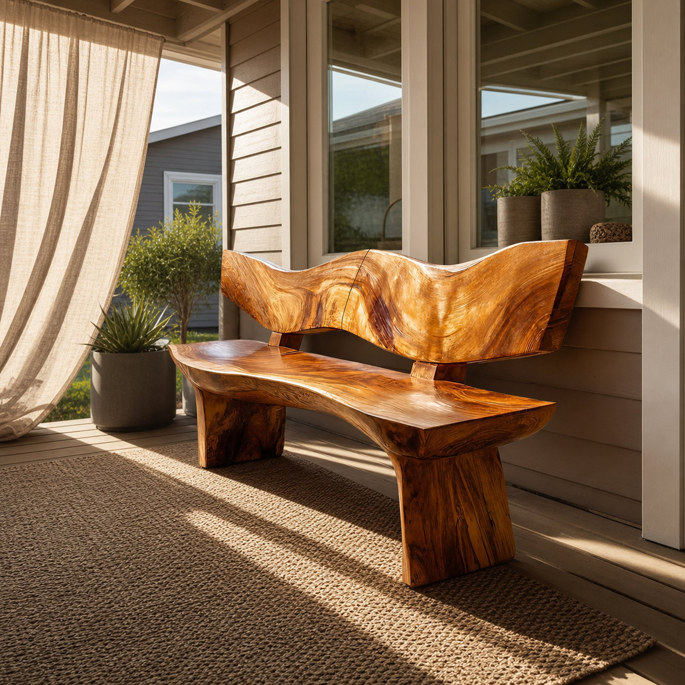 Live Edge Wood Entryway Bench For Natural Home Interiors - product view 6