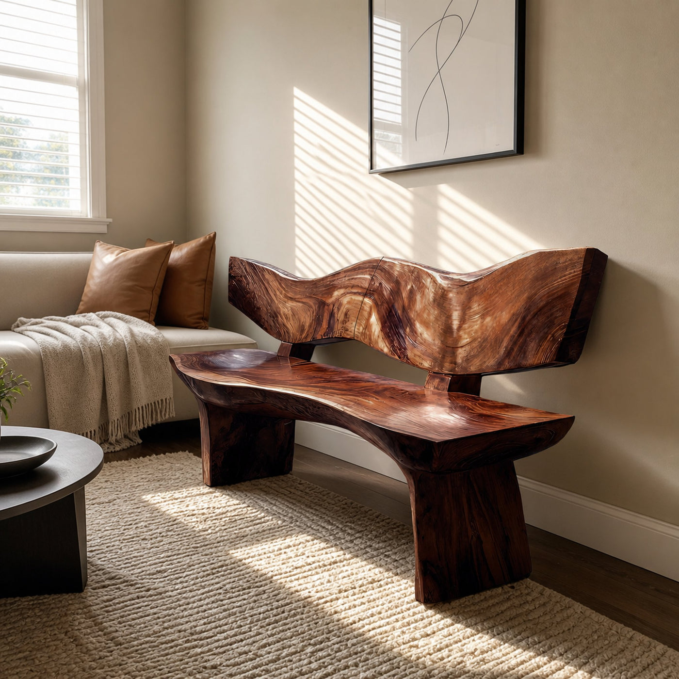 Live Edge Wood Entryway Bench For Natural Home Interiors - product view 7