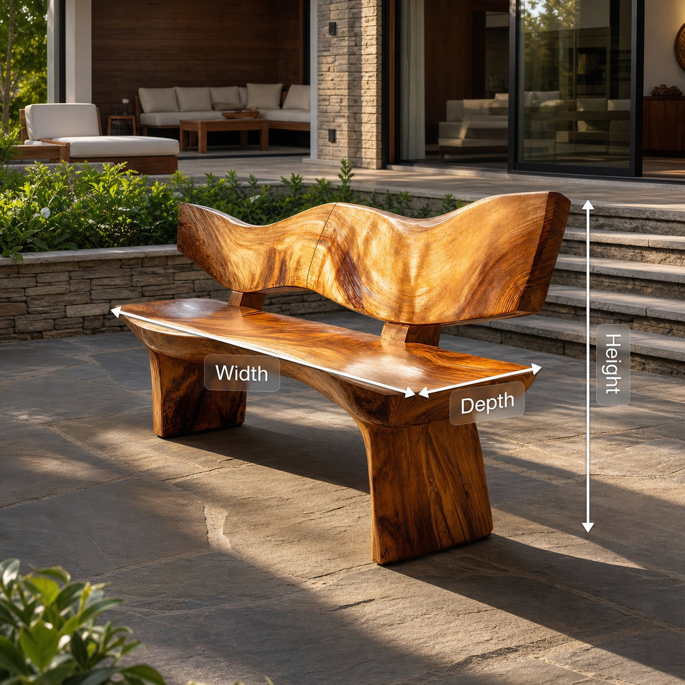 Live Edge Wood Entryway Bench For Natural Home Interiors - product view 8