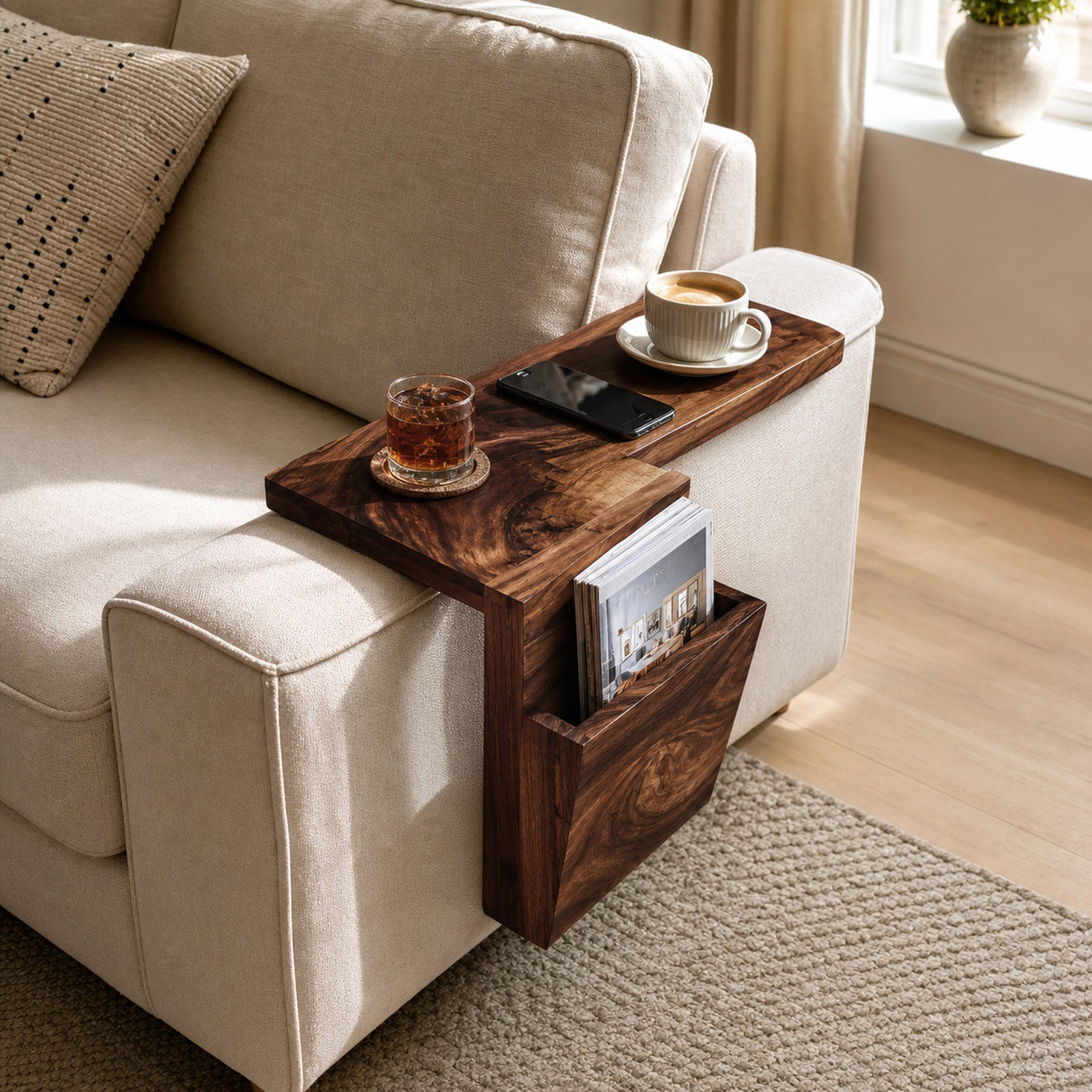 Live Edge Wooden Armrest For Elegant Sofa Decoration - product view 7