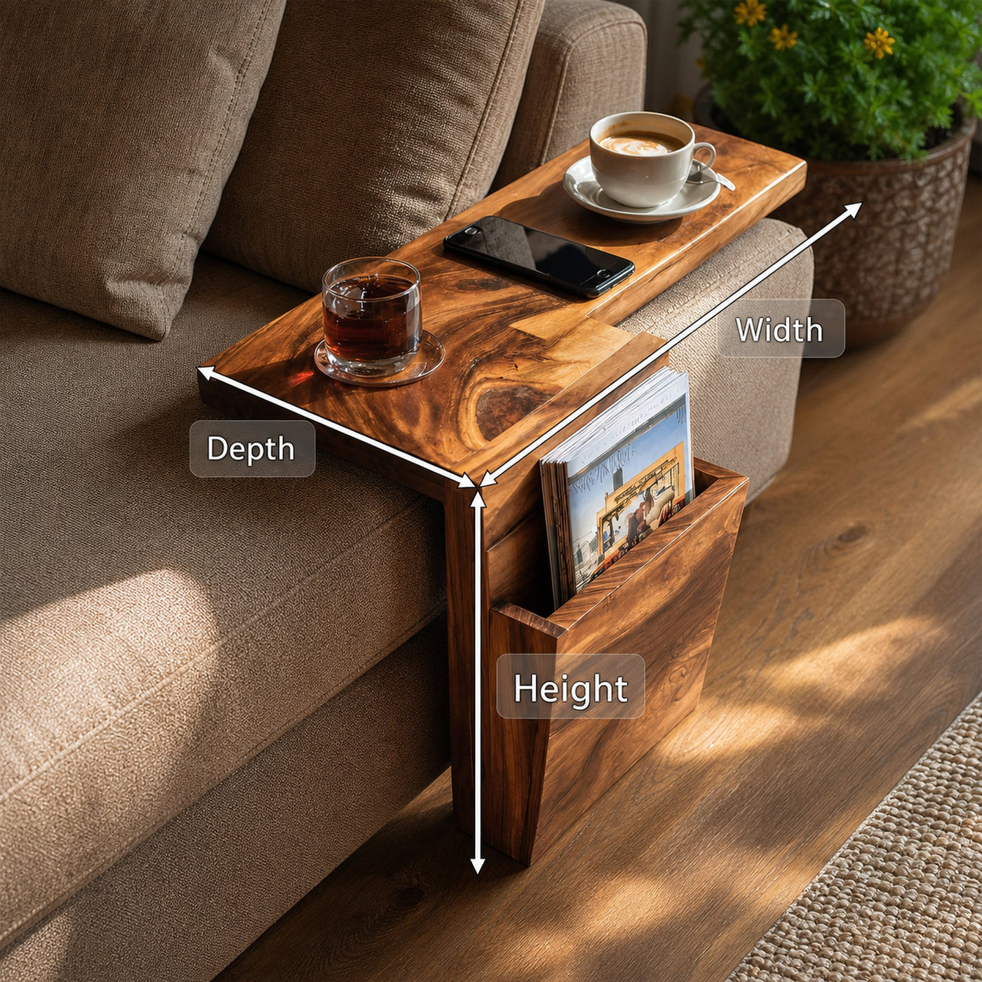 Live Edge Wooden Armrest For Elegant Sofa Decoration - product view 8