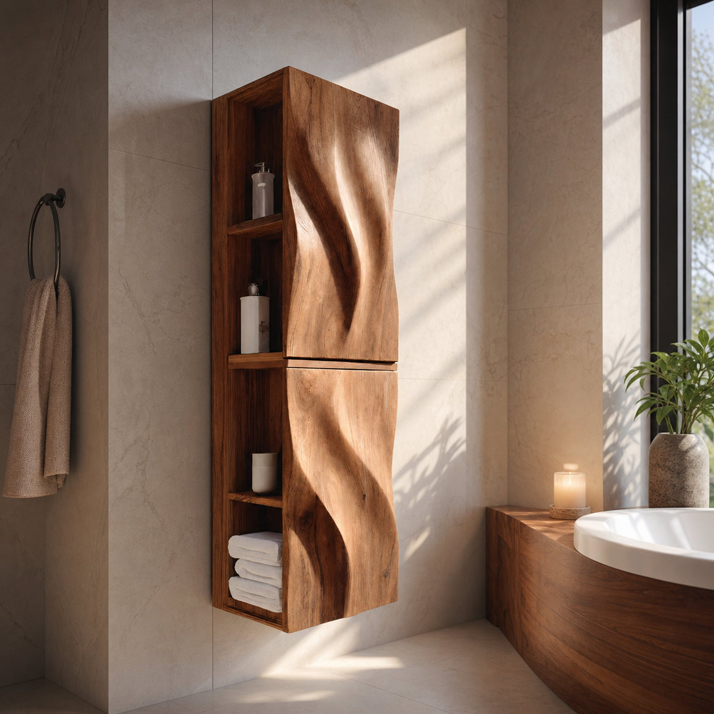 Luxury Bathroom Cabinet Wave Carved Doors For Bathroom - product view 6