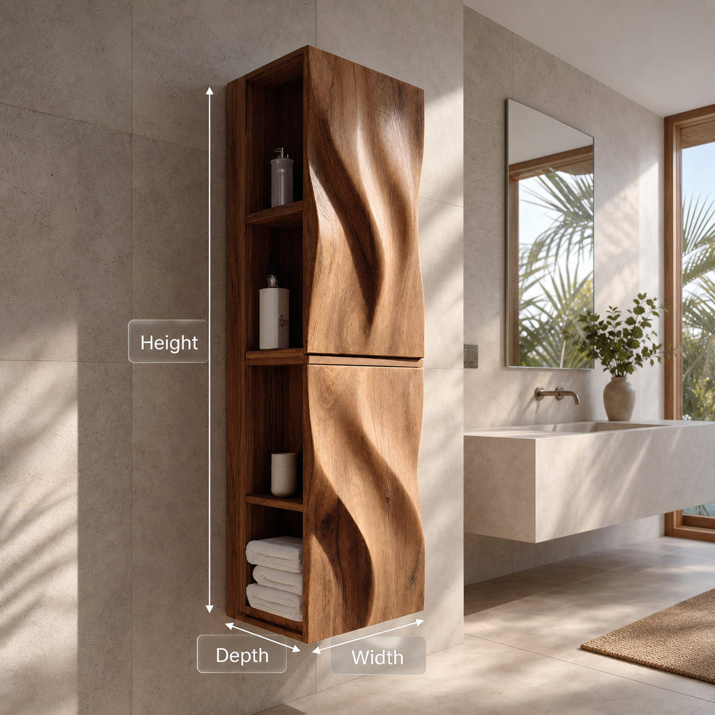 Luxury Bathroom Cabinet Wave Carved Doors For Bathroom - product view 8