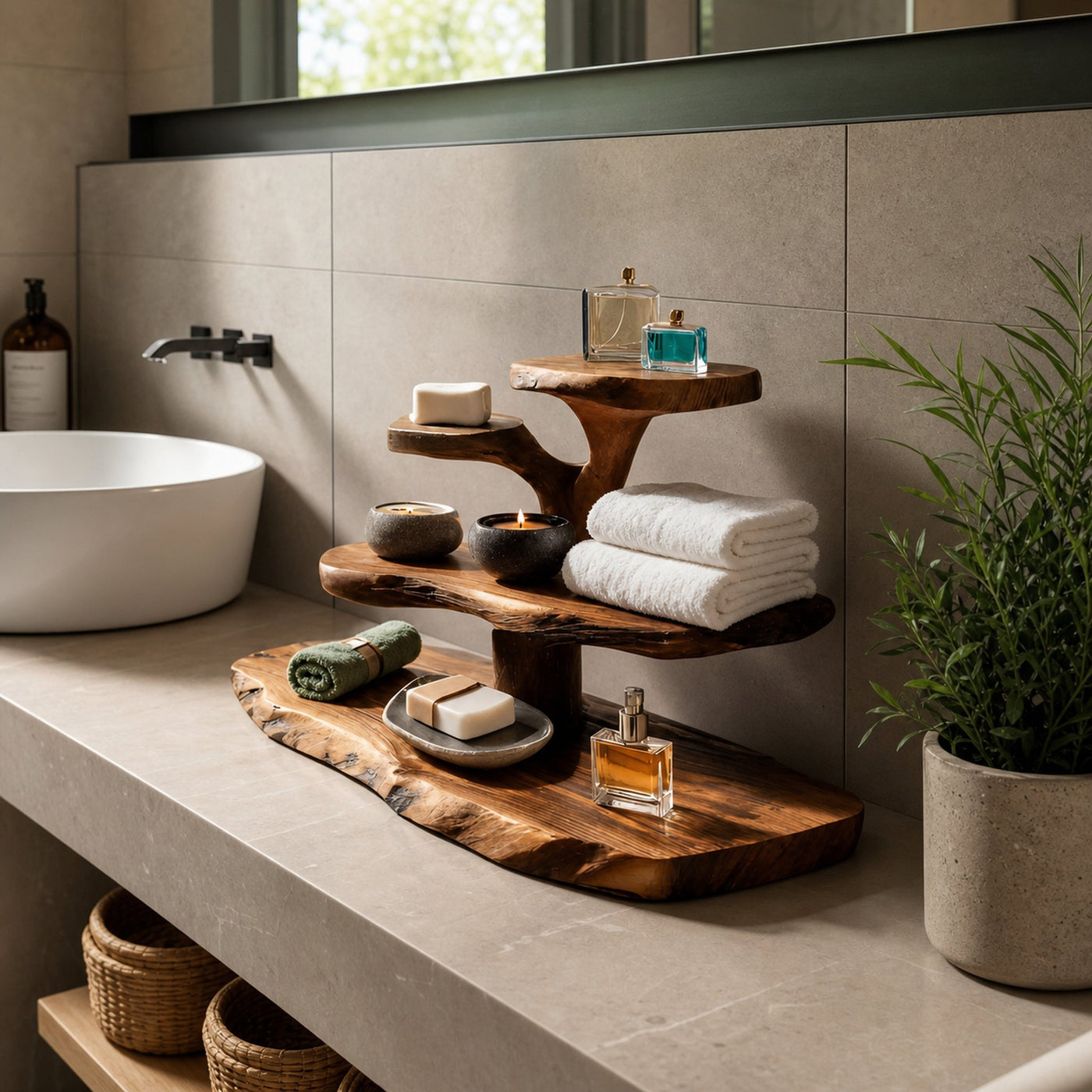 Luxury Curved Bathroom Shelf Tiered Stand For Bathroom Decor - product view 6
