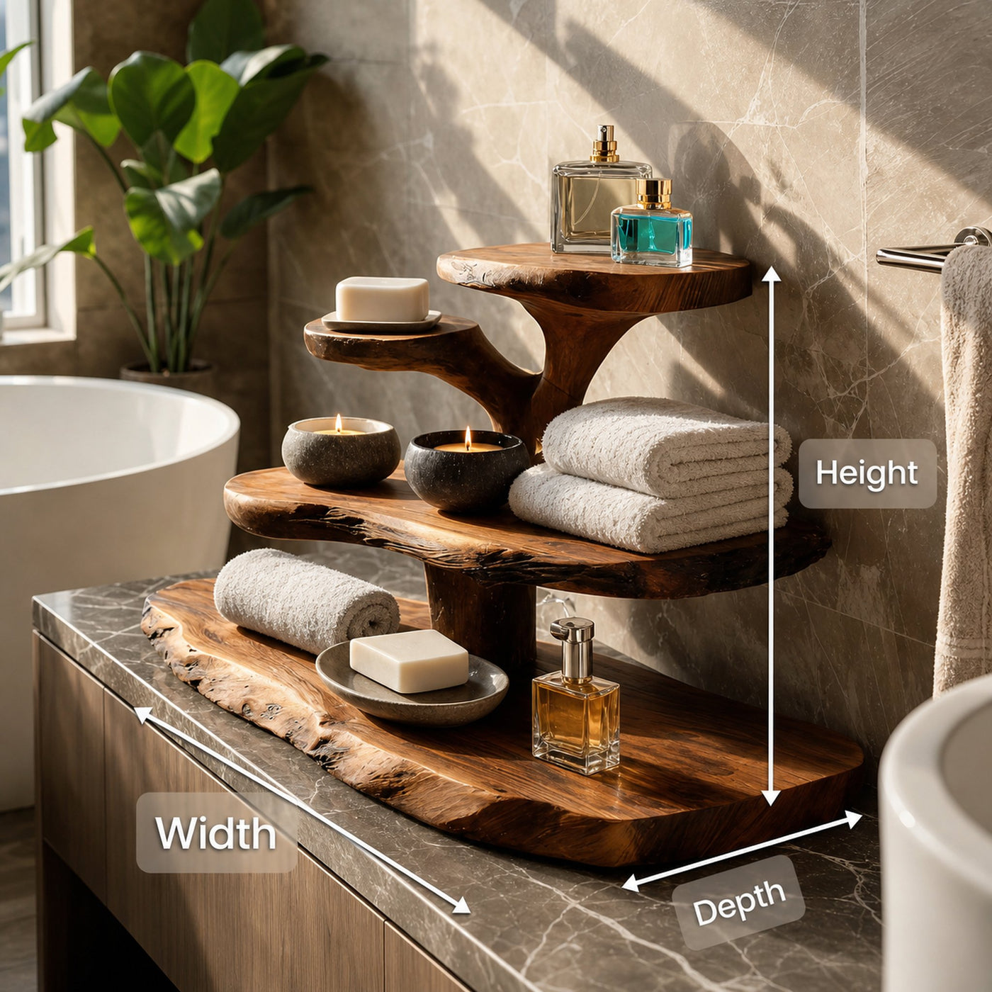 Luxury Curved Bathroom Shelf Tiered Stand For Bathroom Decor - product view 8