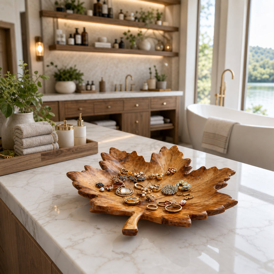 Luxury Leaf Jewelry Tray Organizer Multi For Bathroom