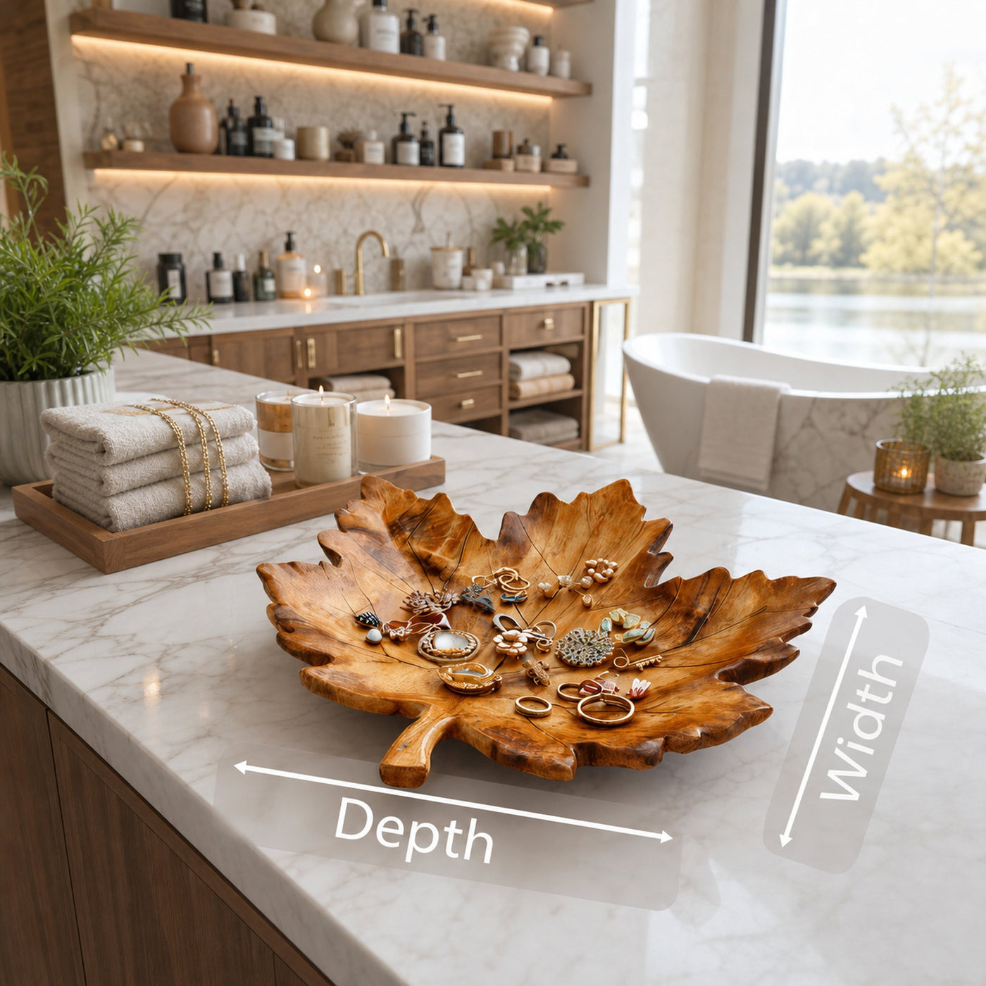 Luxury Leaf Jewelry Tray Organizer Multi For Bathroom - product view 6