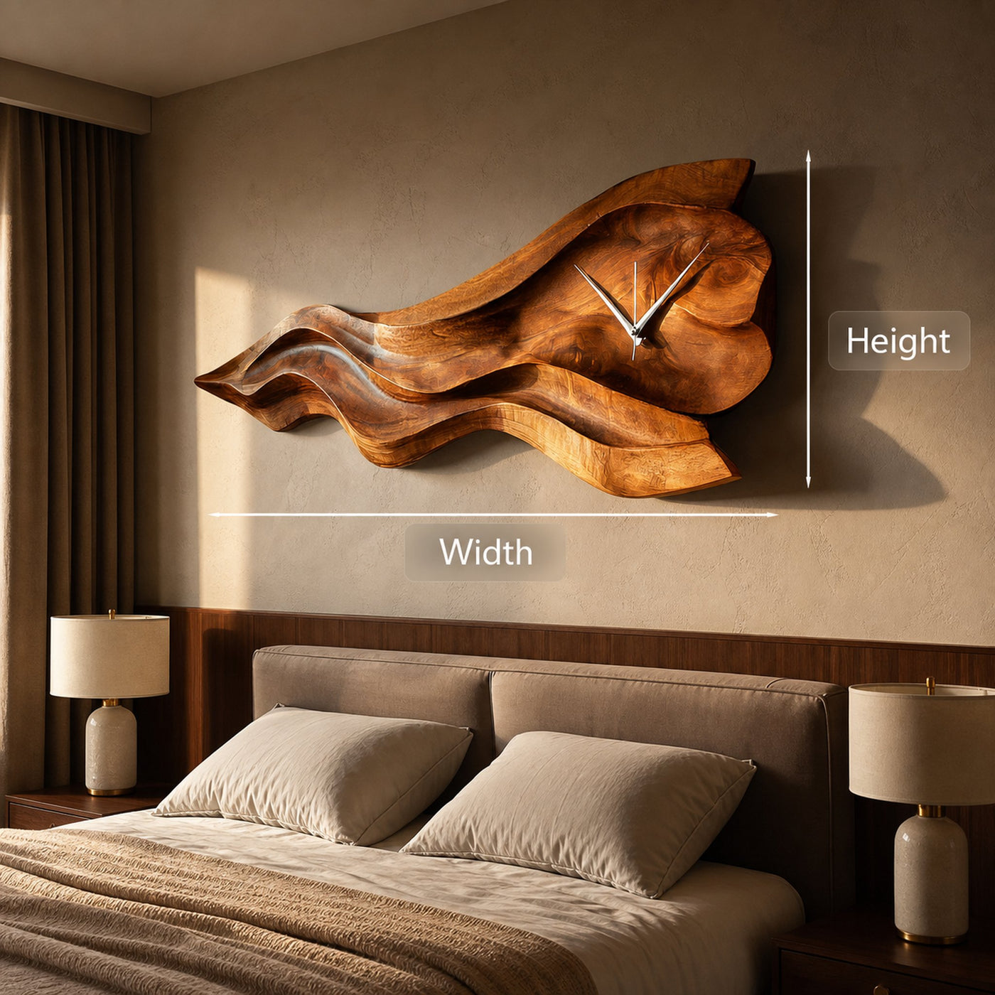 Luxury Sculptural Wooden Wall Clock For Statement Living Room - product view 8