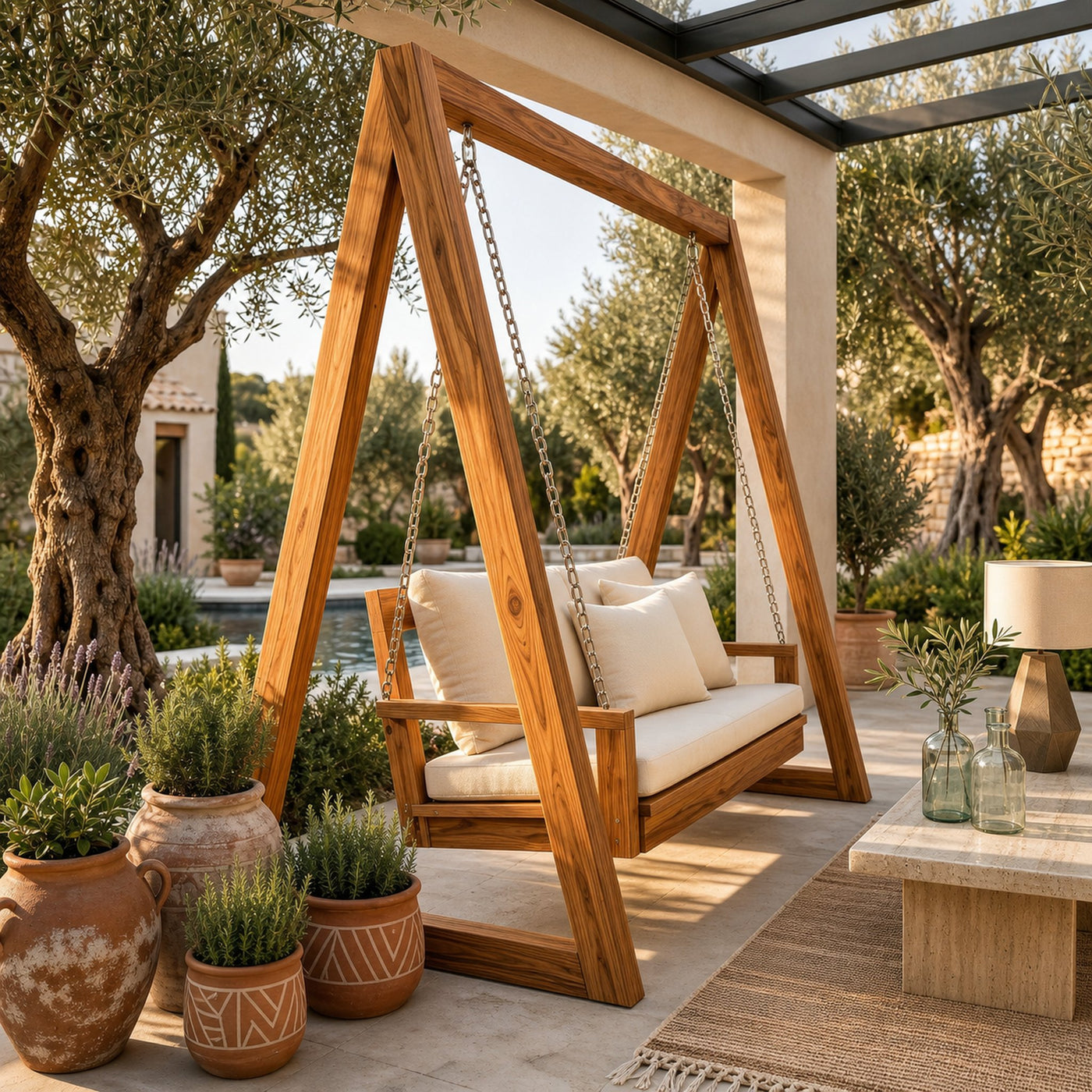 Luxury Wooden Swing Sofa Water Garden Retreat - product view 6