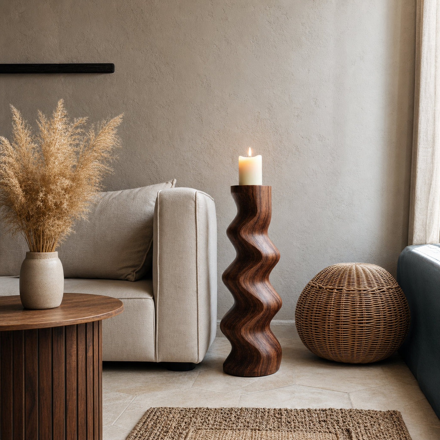Mid Century Abstract Wood Sculpture For Home Decor