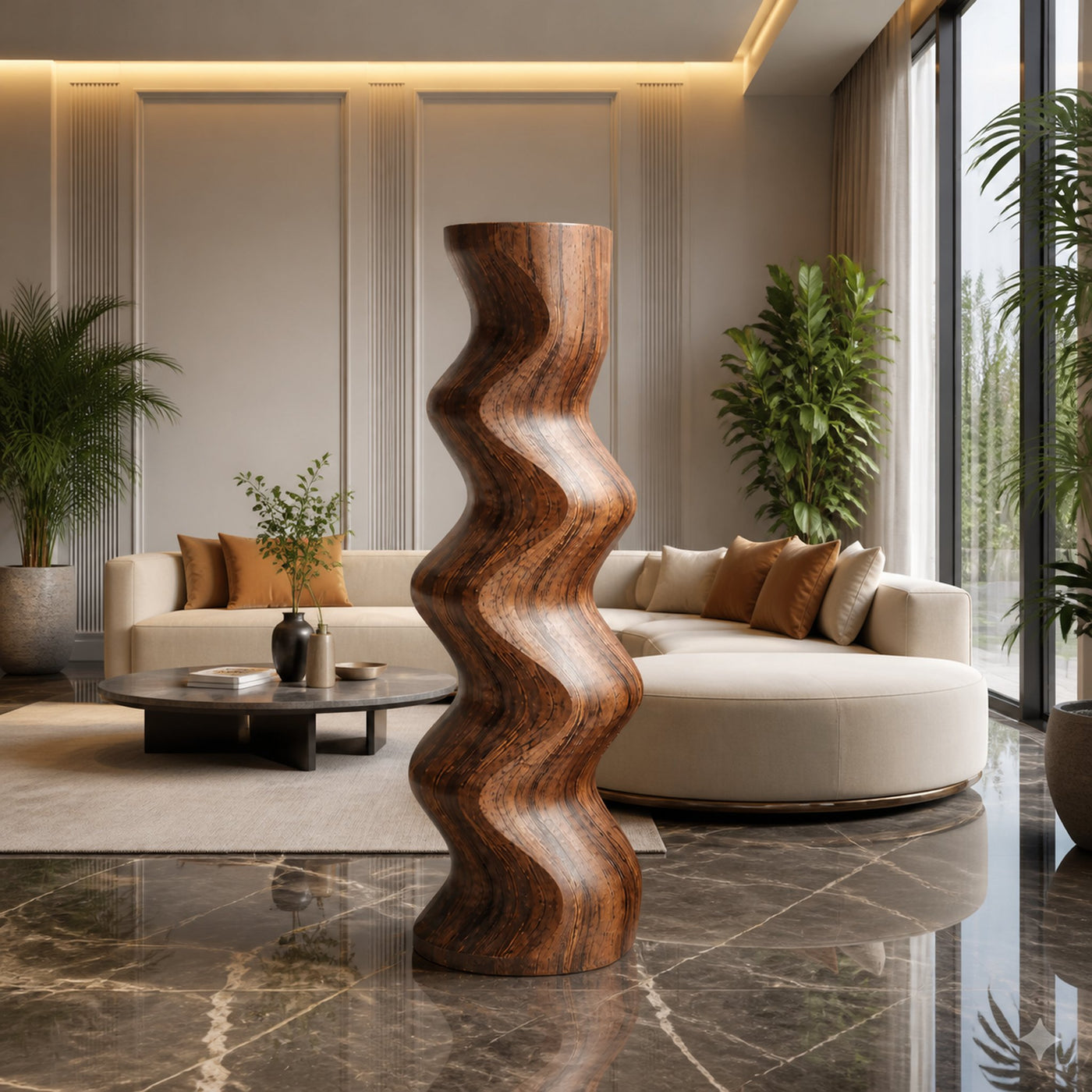 Mid Century Abstract Wood Sculpture For Home Decor - product view 6