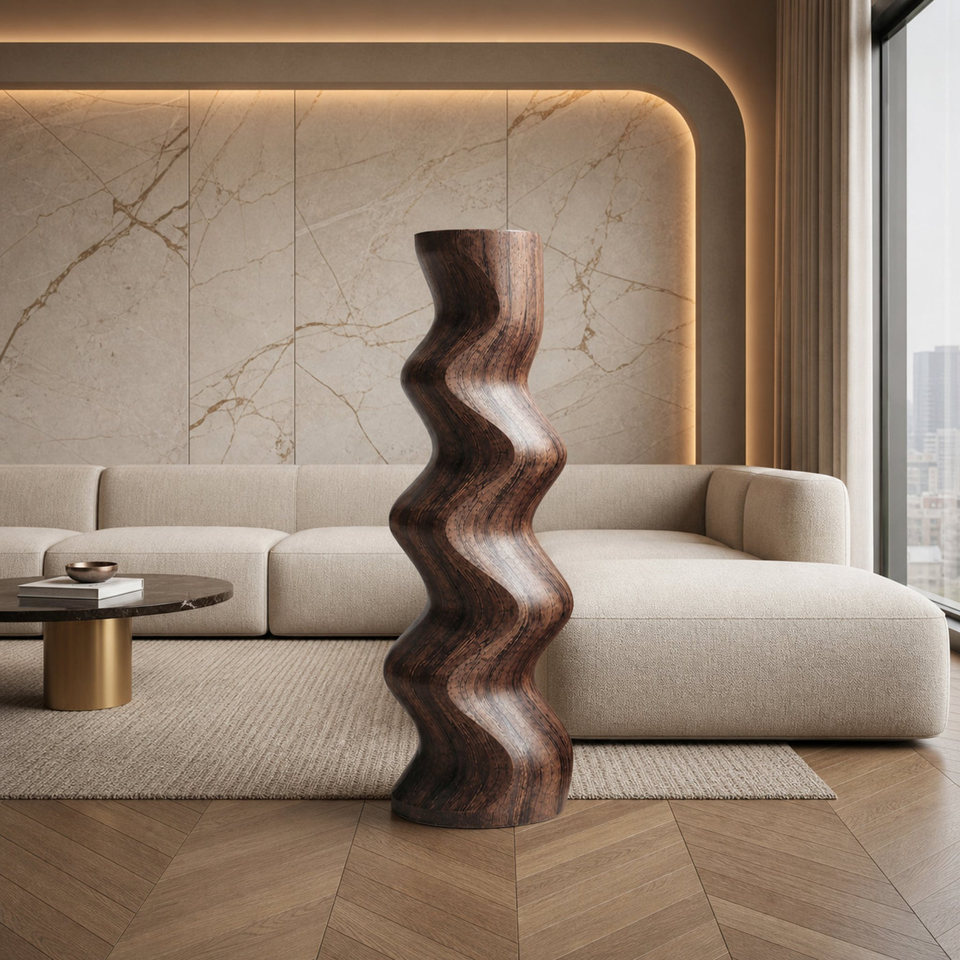Mid Century Abstract Wood Sculpture For Home Decor - product view 7