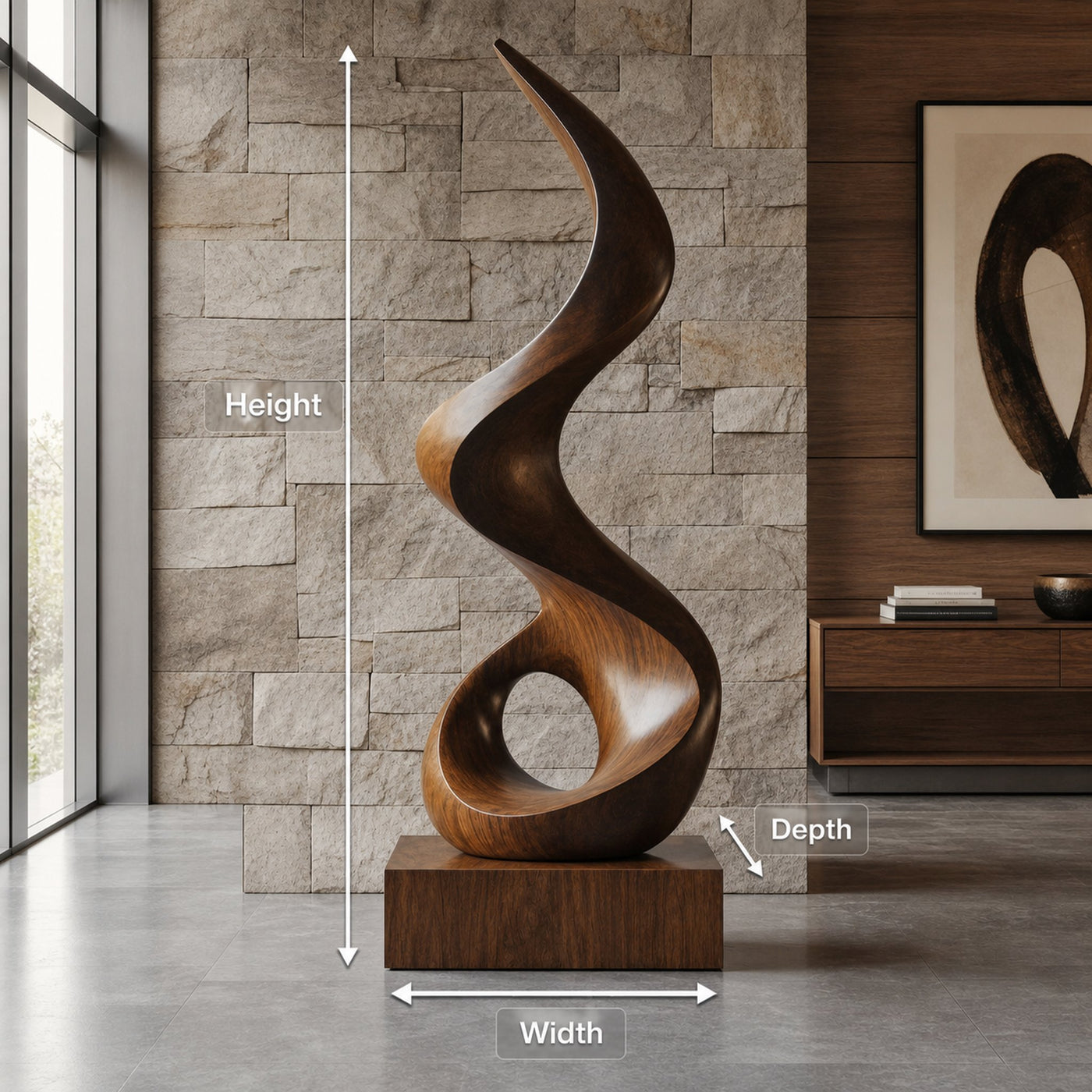 Mid Century Abstract Wooden Sculpture For Outdoor Garden - product view 8