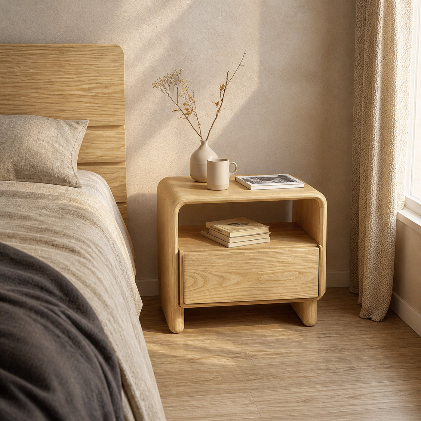 Mid Century Accent Bedside Table For Bedroom