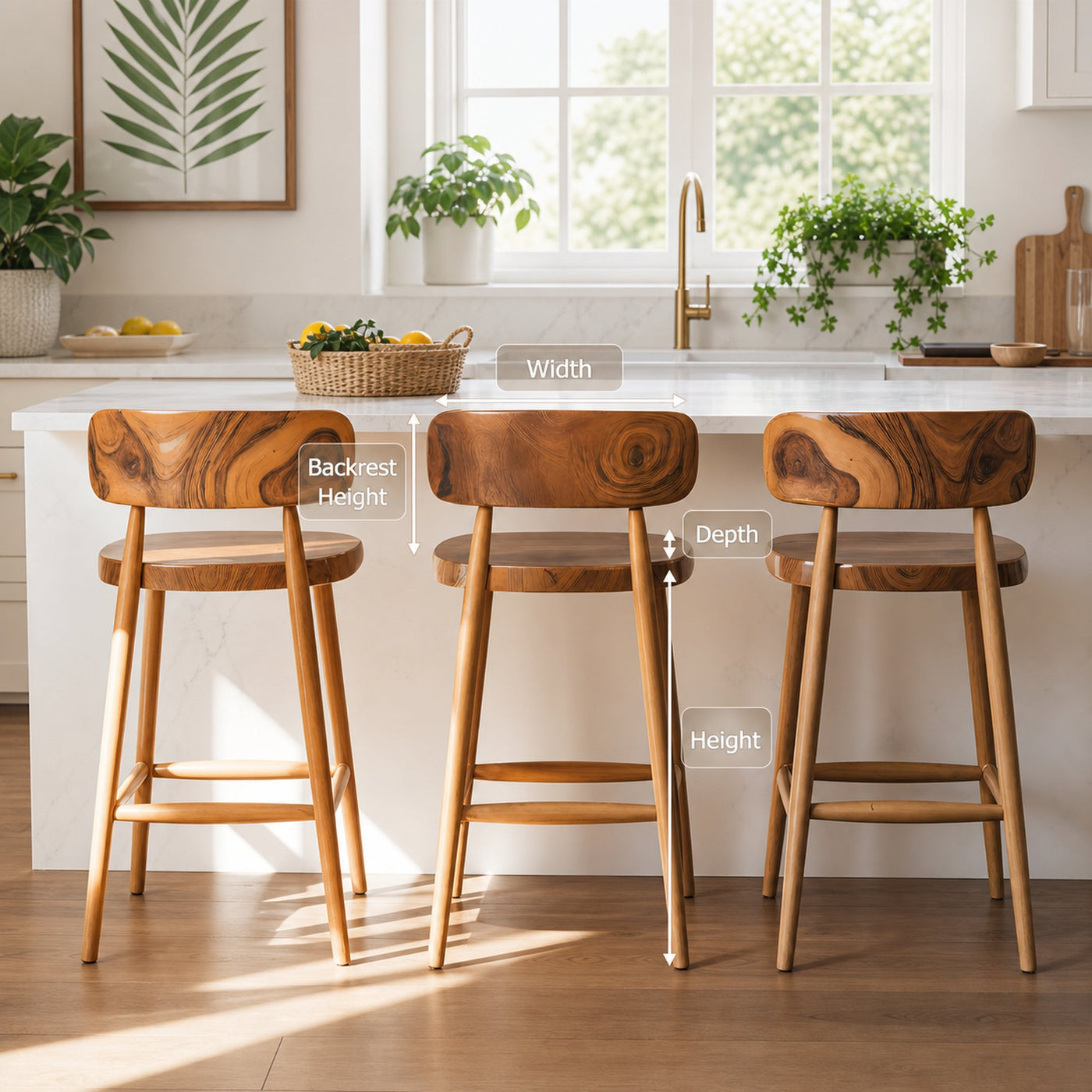 Mid Century Bar Stools With Backrest For Kitchen Or Dining Room - product view 8