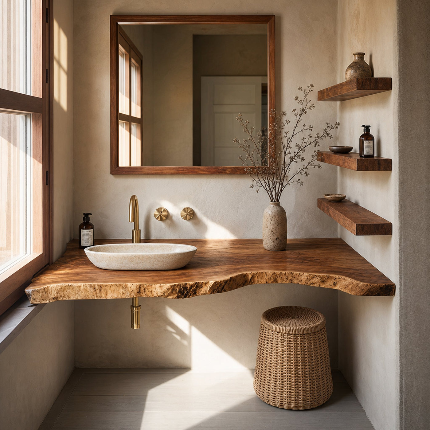Mid Century Bathroom Vanity In Solid Wood Finish - product view 6