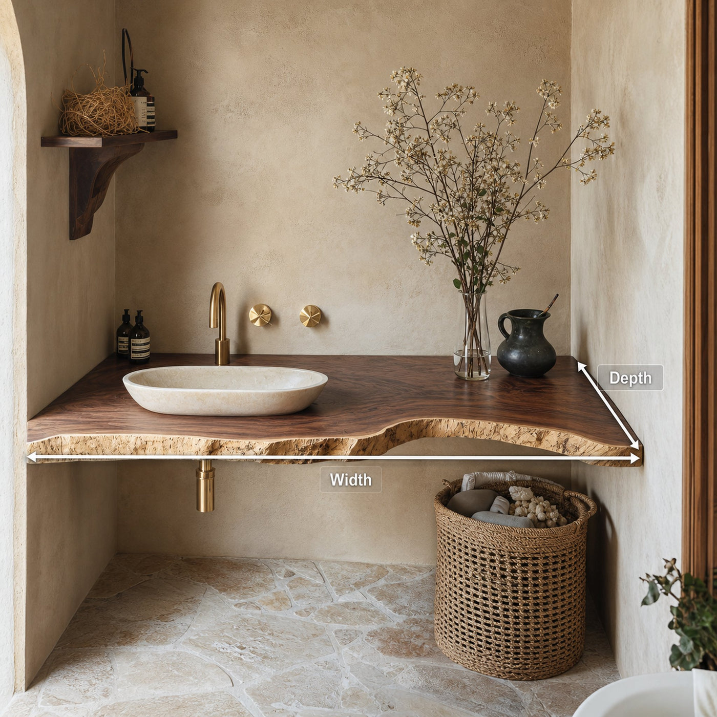 Mid Century Bathroom Vanity In Solid Wood Finish - product view 8