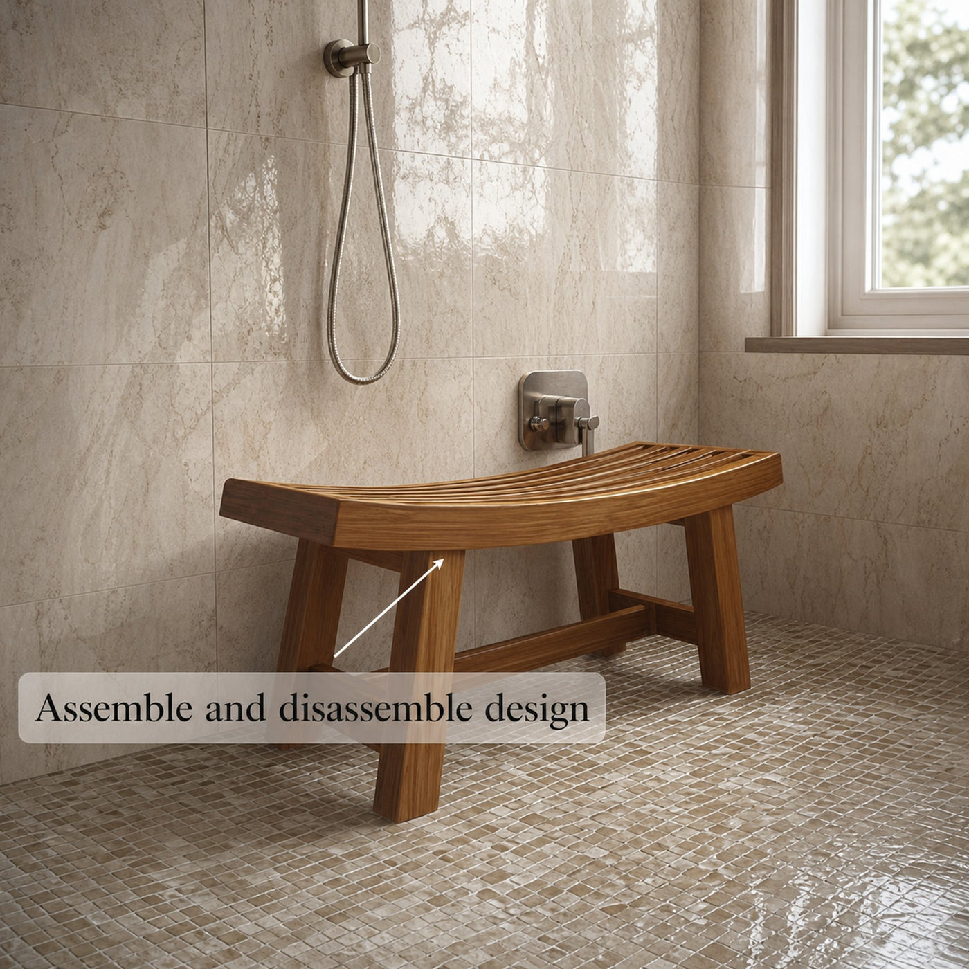 Mid Century Bench Bathroom Spa Seat Entryway - product view 6