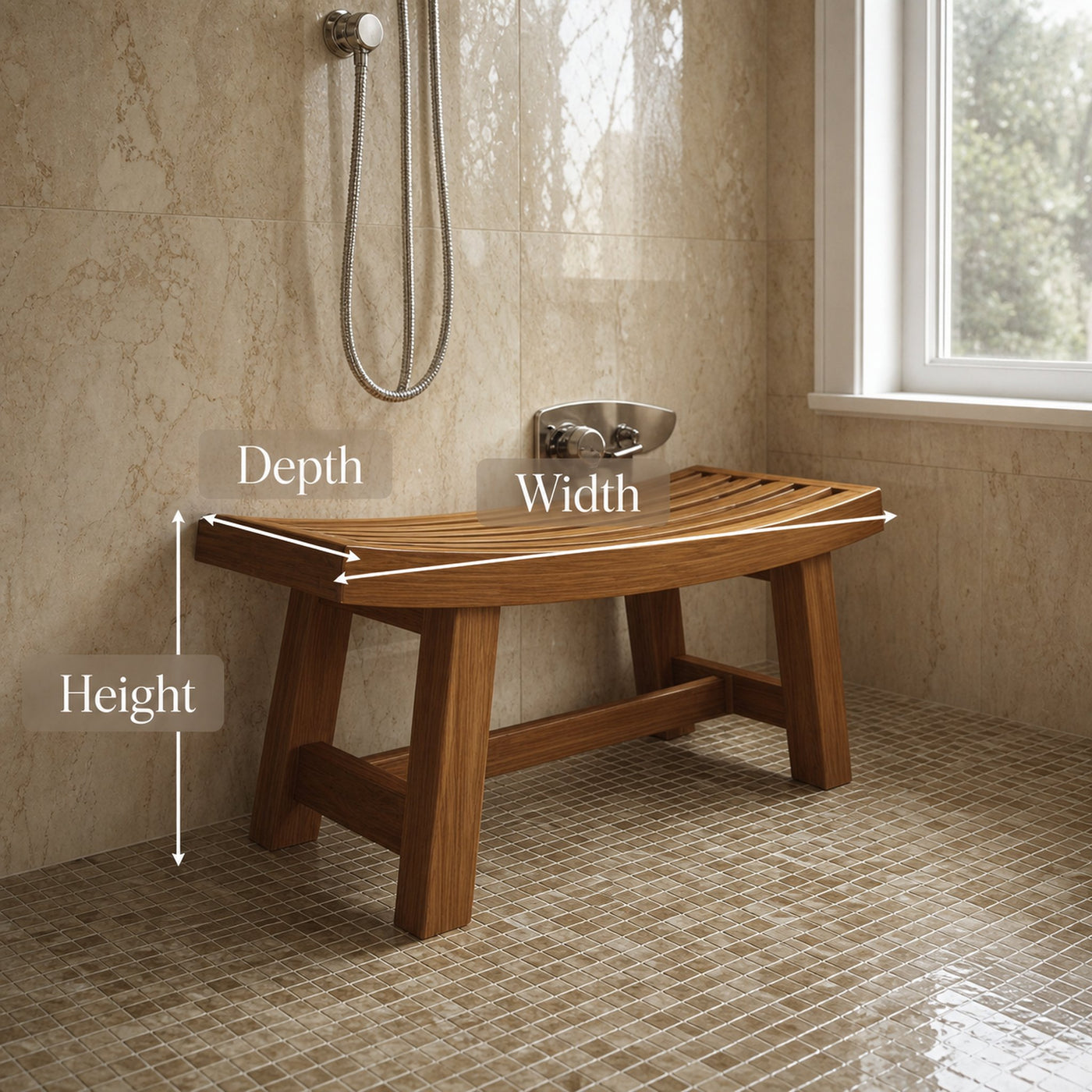 Mid Century Bench Bathroom Spa Seat Entryway - product view 8
