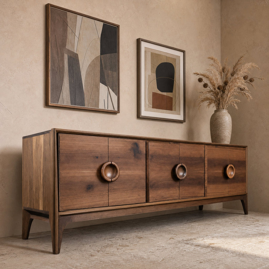 Mid Century Circular Sideboard For Living Room