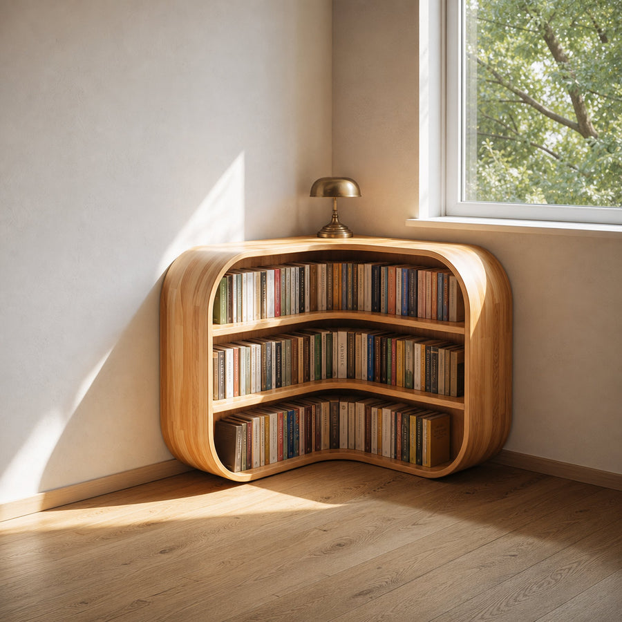 Mid Century Corner Bookshelf Living Room Or Study Room