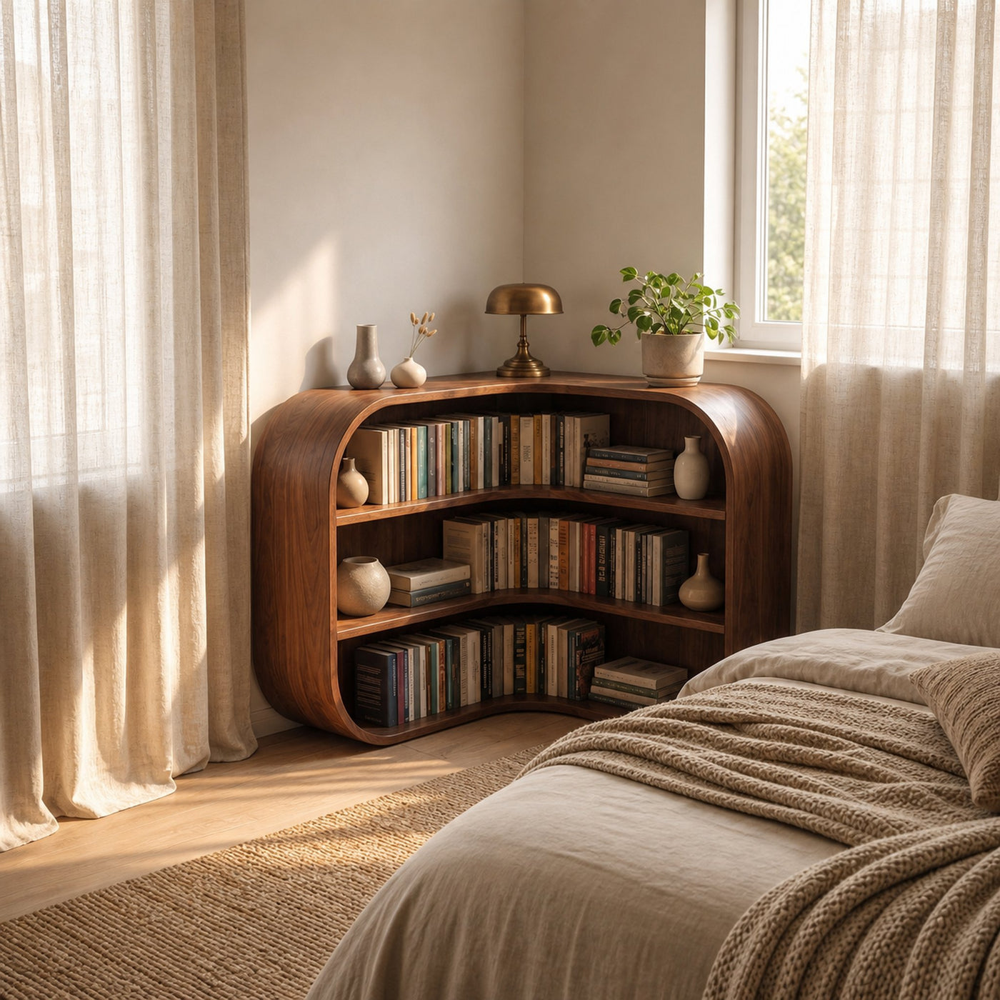 Mid Century Corner Bookshelf Living Room Or Study Room - product view 7