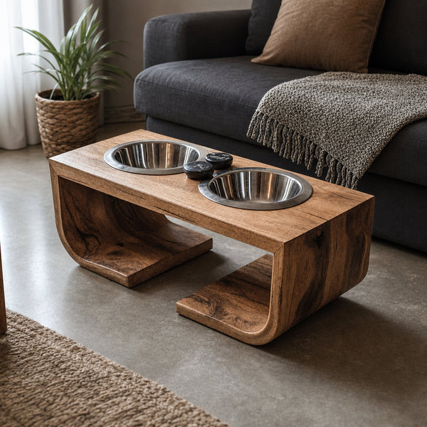 Mid Century Dog Bowl Stand For Living Room