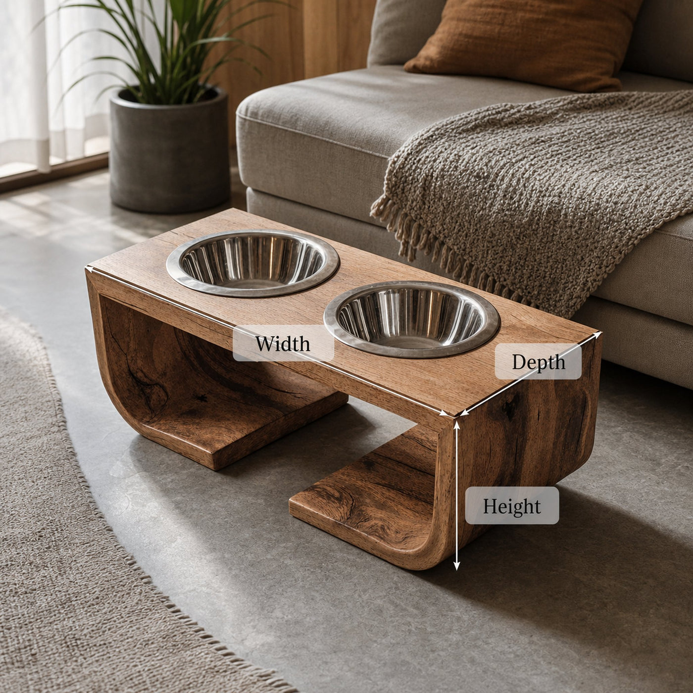 Mid Century Dog Bowl Stand For Living Room - product view 6