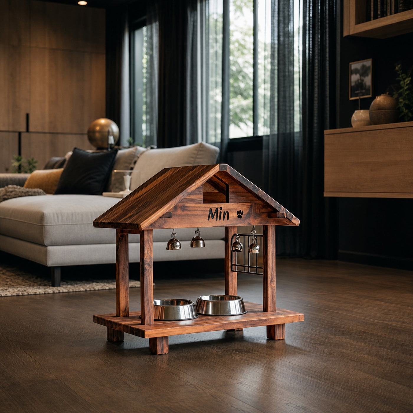 Mid Century Elevated Pet Food Stand For Dogs - product view 6