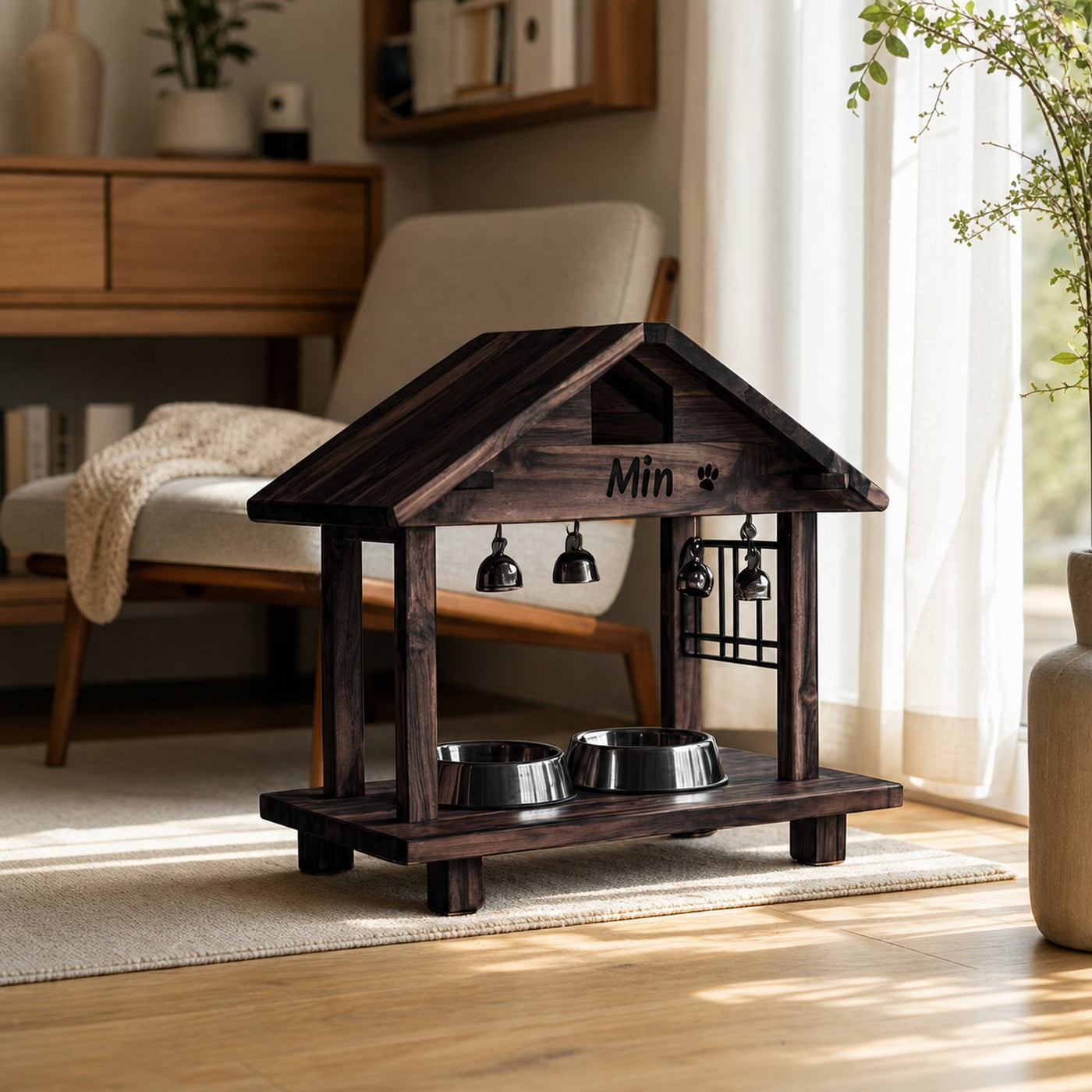 Mid Century Elevated Pet Food Stand For Dogs - product view 7