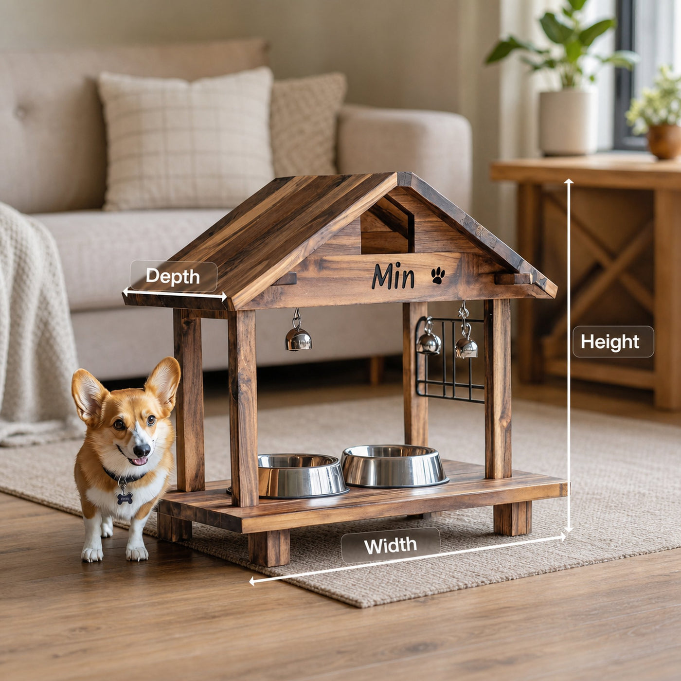 Mid Century Elevated Pet Food Stand For Dogs - product view 8
