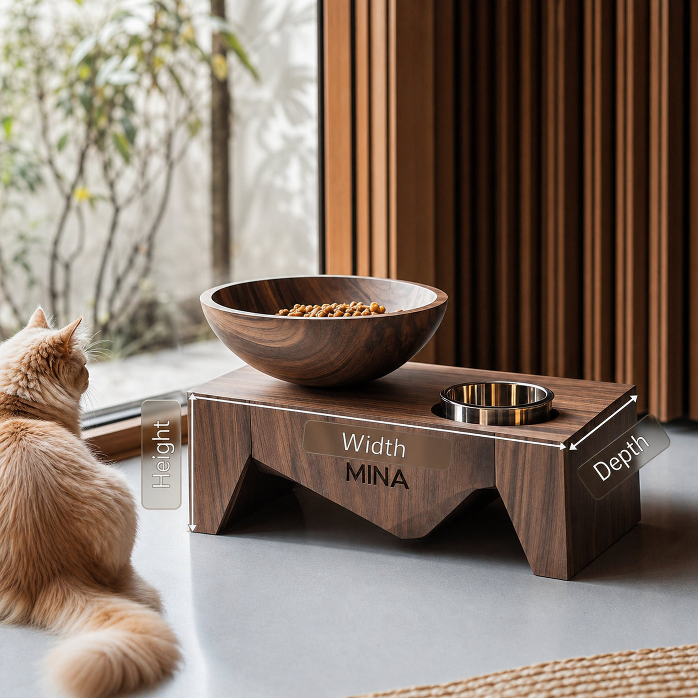 Mid Century Feeding Stand For Dog Food Station - product view 6