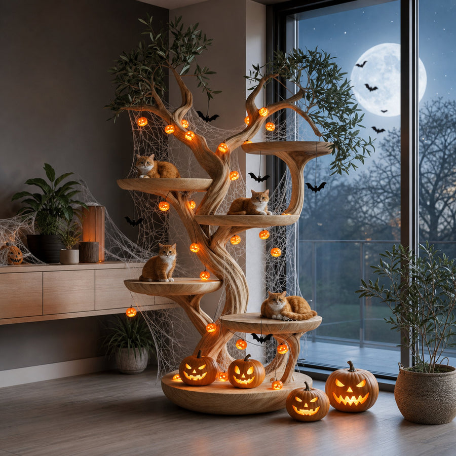 Mid Century Halloween Cat Furniture Living Room