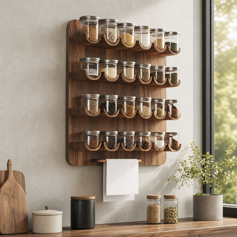 Mid Century Handmade Spice Storage For Kitchen Decor