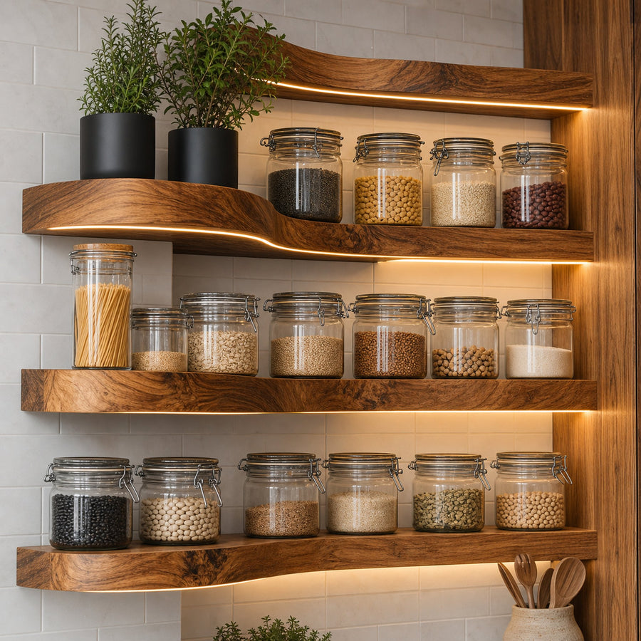 Mid Century Handmade Spice Storage For Kitchen Wall
