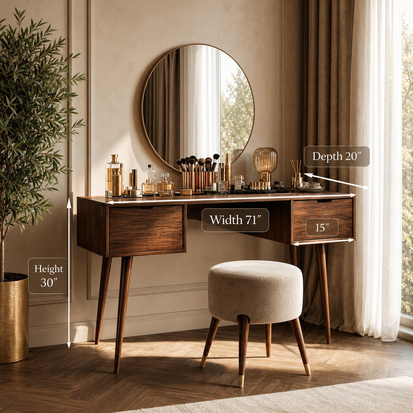 Mid Century Handmade Vanity Table For Bedroom - product view 7
