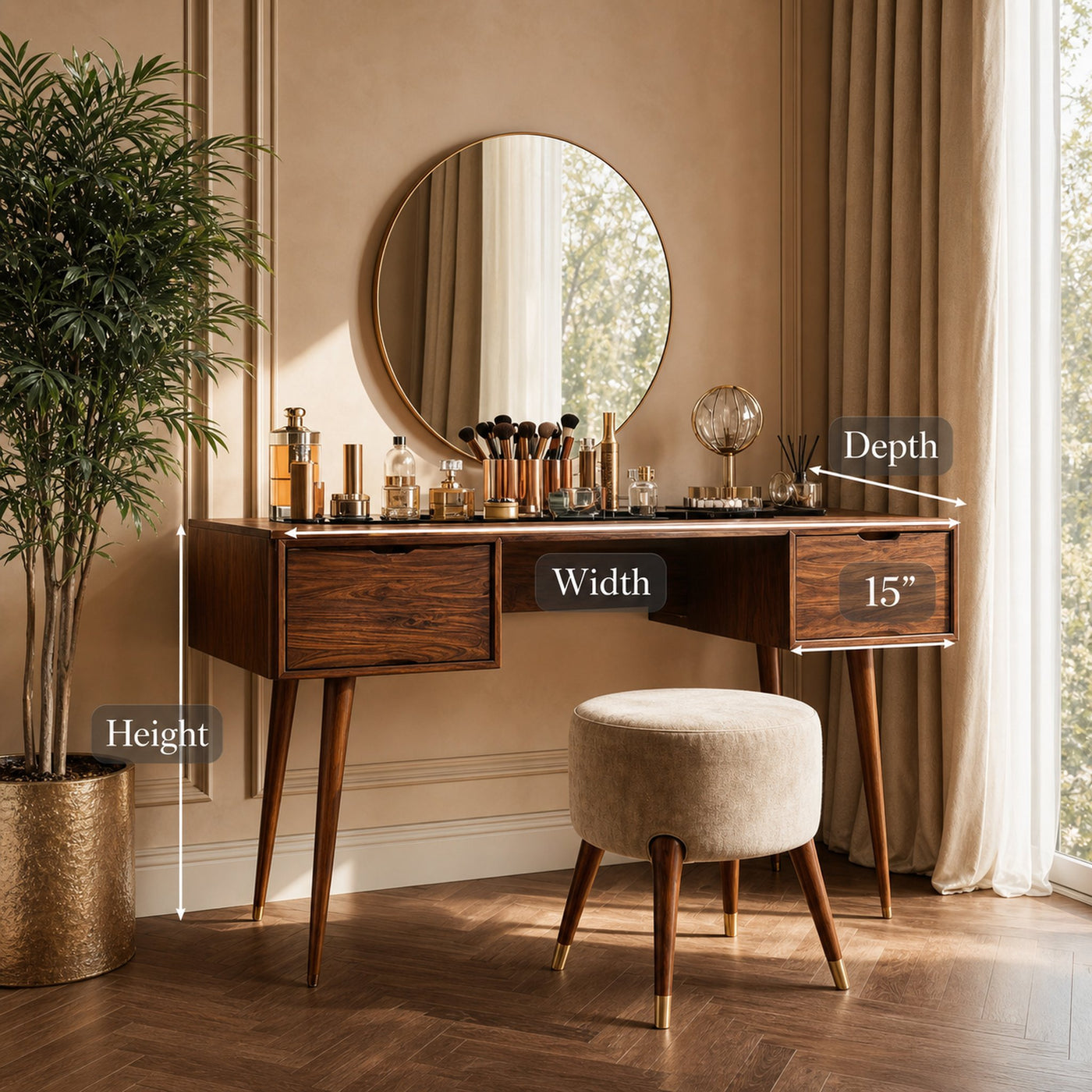 Mid Century Handmade Vanity Table For Bedroom - product view 8