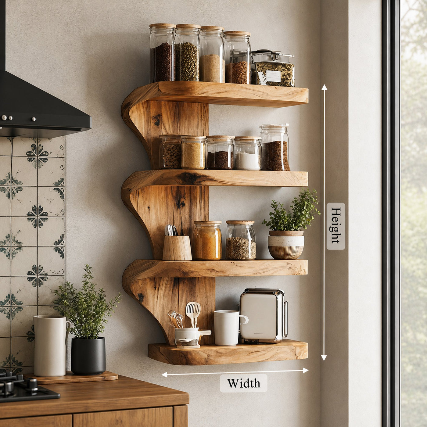 Mid Century Kitchen Decor With Wooden Spice Organizer - product view 8