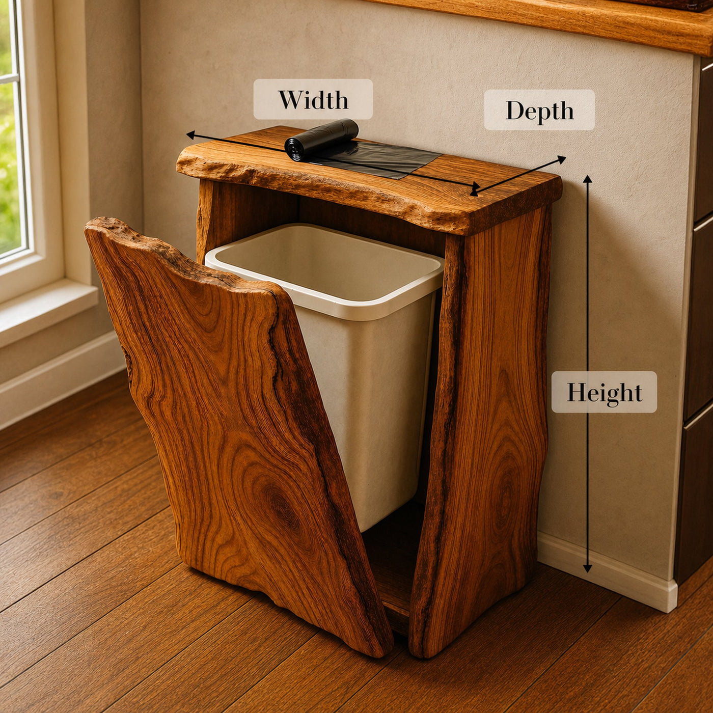 Mid Century Kitchen Tilt Out Trash Container With Hidden Style - product view 6