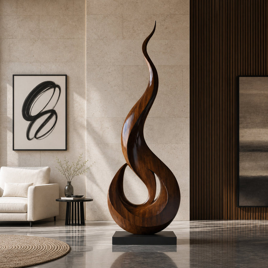 Mid Century Large Wooden Sculpture For Outdoor Art Decor