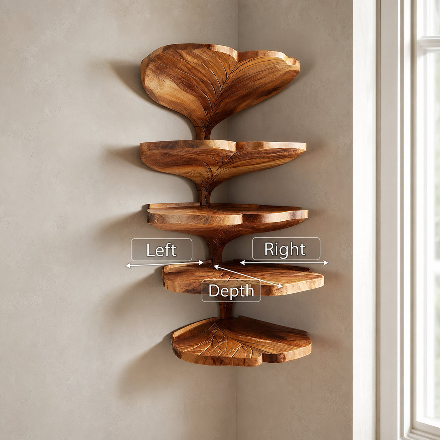 Mid Century Leaf Shape Corner Shelf Kitchen Wall Organizer - product view 8