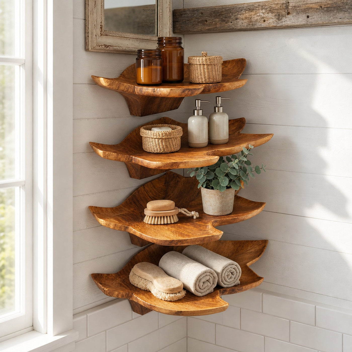 Mid Century Leaf Wall Shelf Office Wall Decor Display