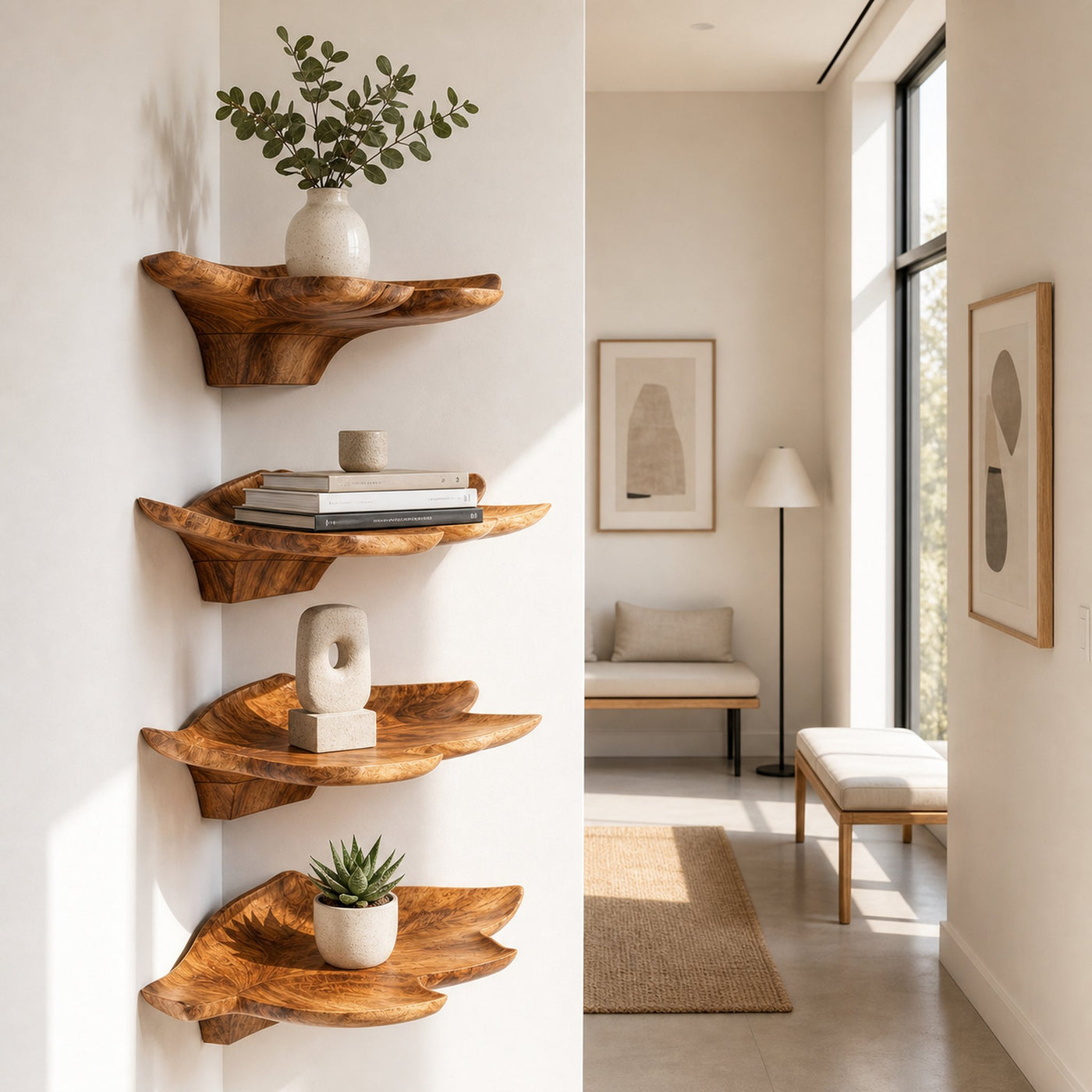 Mid Century Leaf Wall Shelf Office Wall Decor Display - product view 6